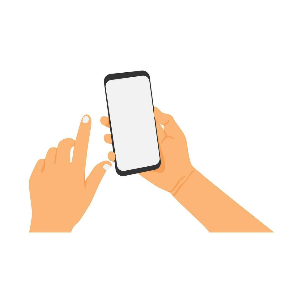 vector illustration of a hand holding a cell phone or smartphone