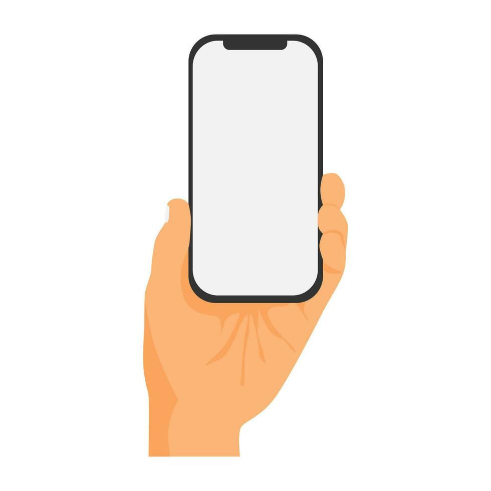 vector illustration of a hand holding a cell phone or smartphone