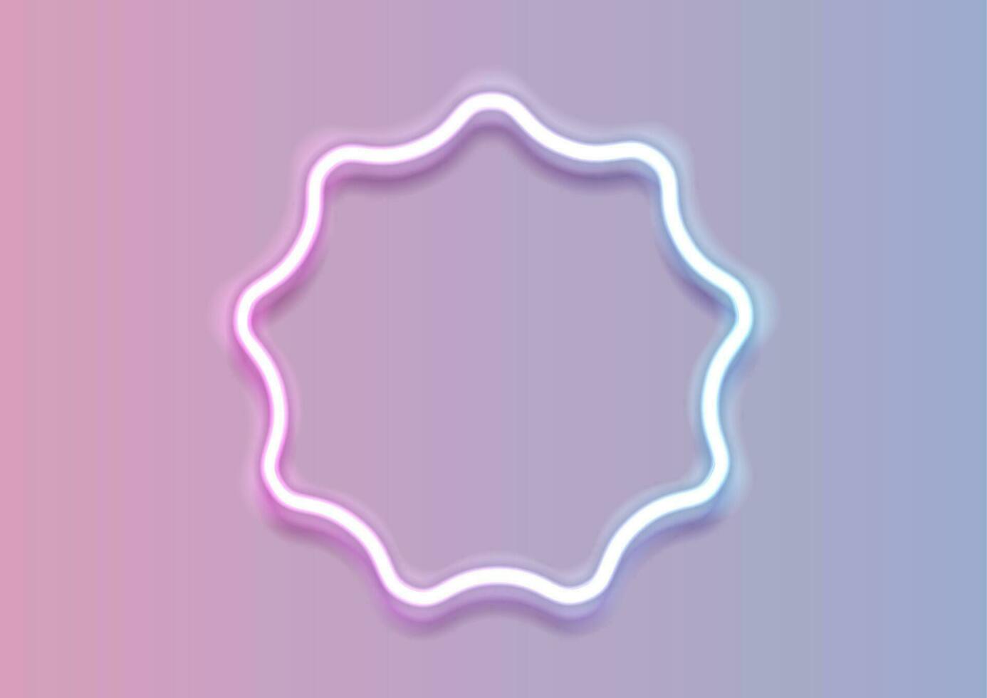 Blue pink curved wavy circle abstract neon background vector