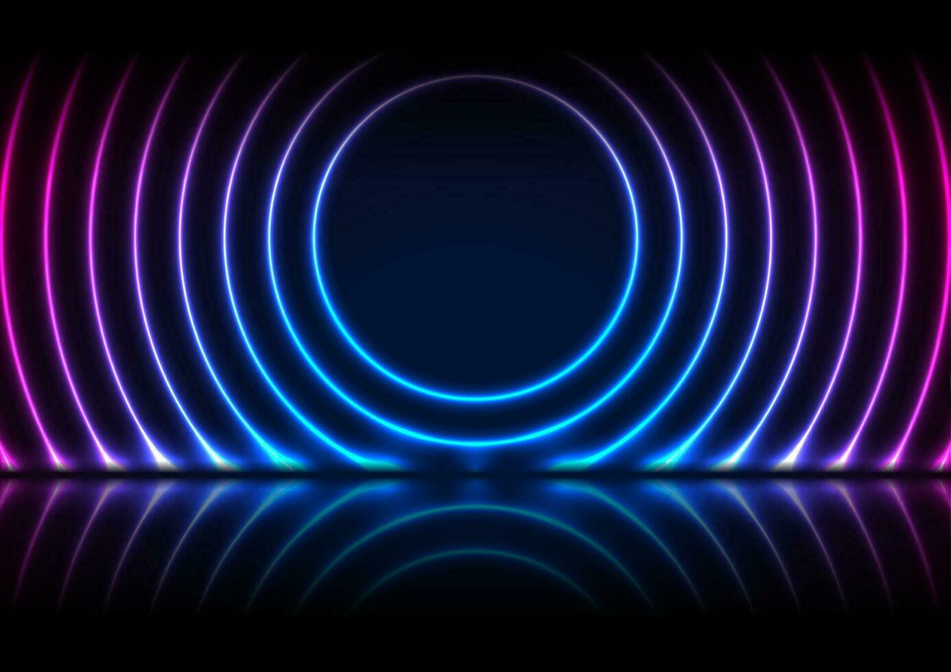 Blue purple neon laser circles technology background vector
