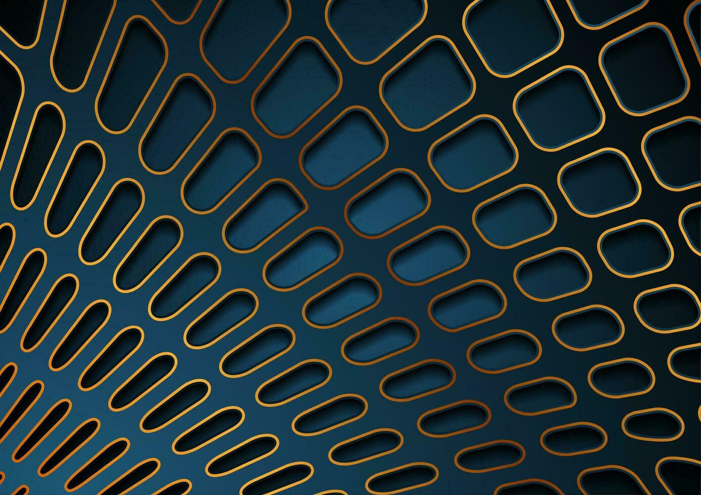 Blue and bronze papercut 3d grid abstract background vector