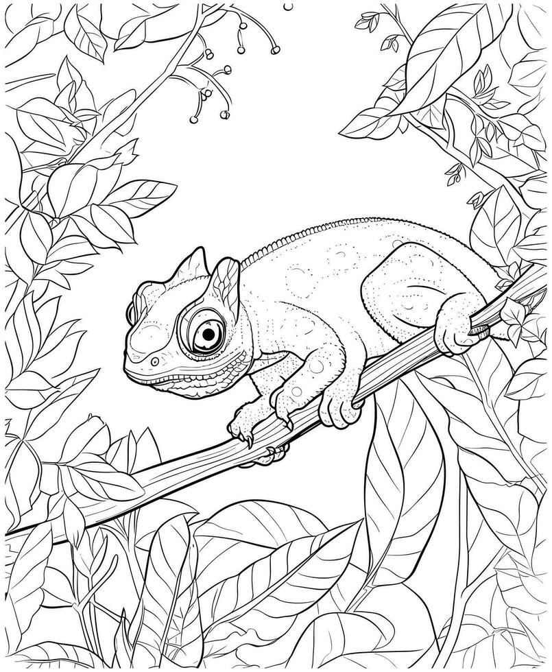 Coloring page of chameleon lizard for adults 26733040 Vector Art at ...