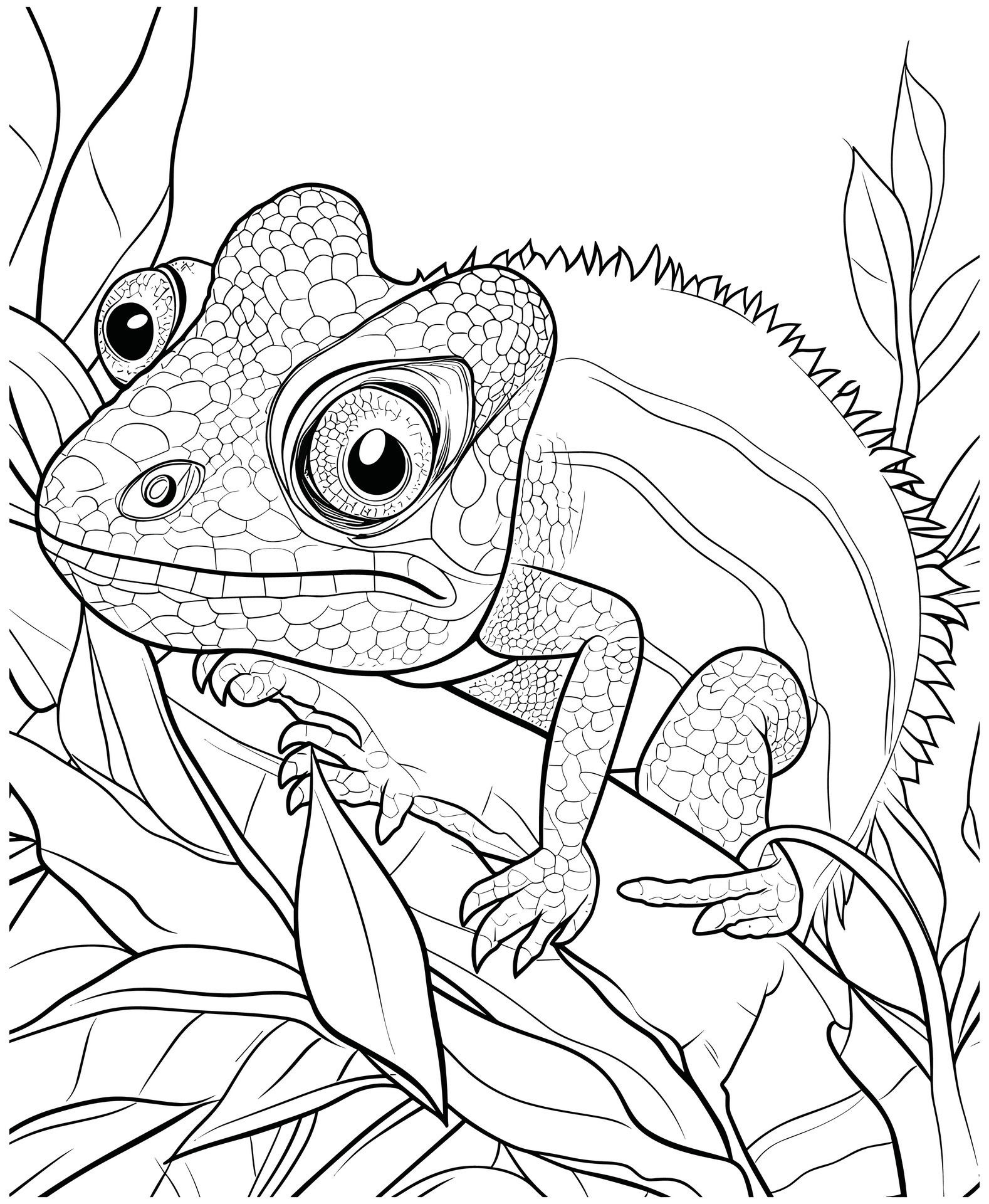 chameleon coloring page line art for kids 26733053 Vector Art at Vecteezy