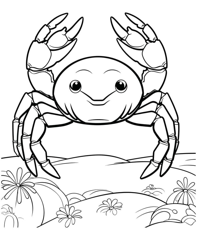 cute crab coloring pages vector