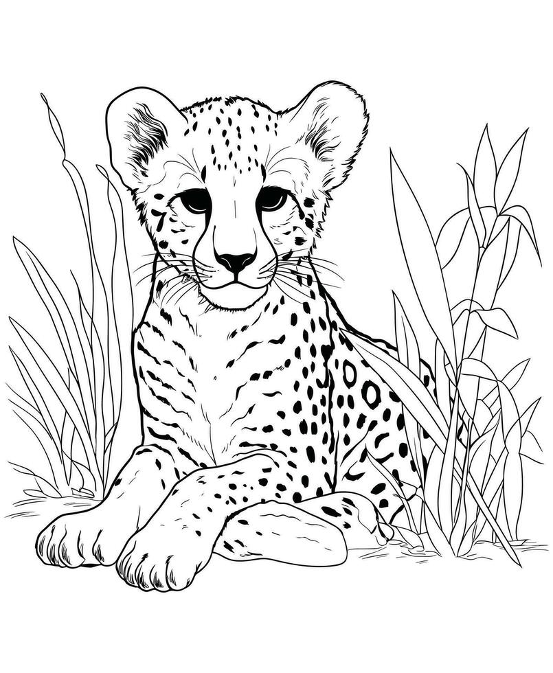 cheetah jungle coloring pages 26733071 vector art at vecteezy