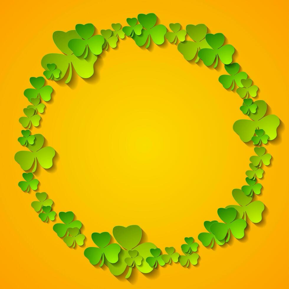 St Patrick Day abstract background with ring from shamrock leaves vector