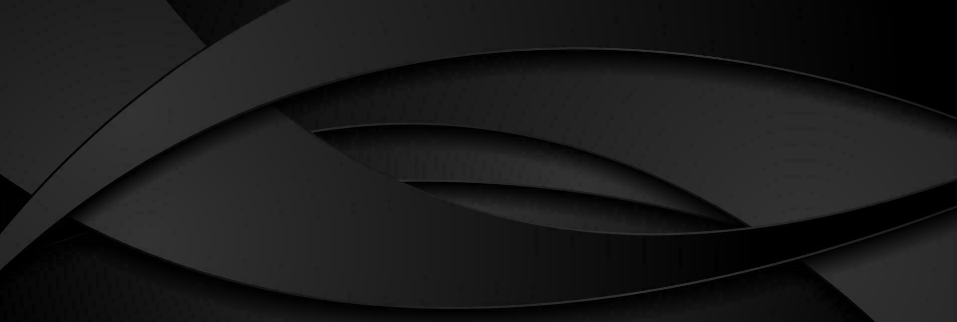 Black abstract corporate banner design with waves vector