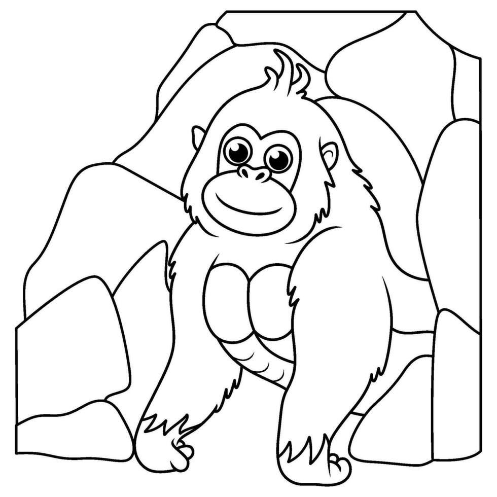 gorilla came out of the cave line art vector