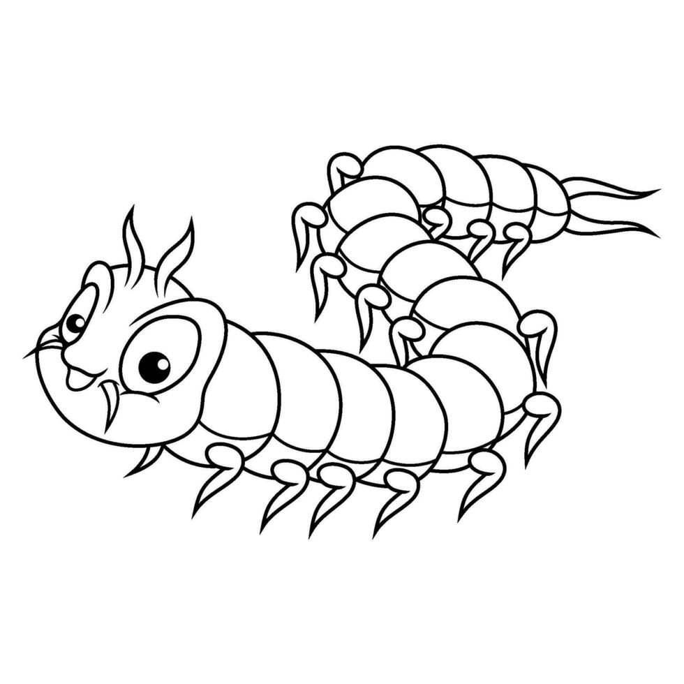 Cartoon centipede on line art vector