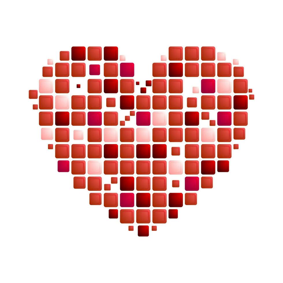 Geometric red heart symbol on white background vector