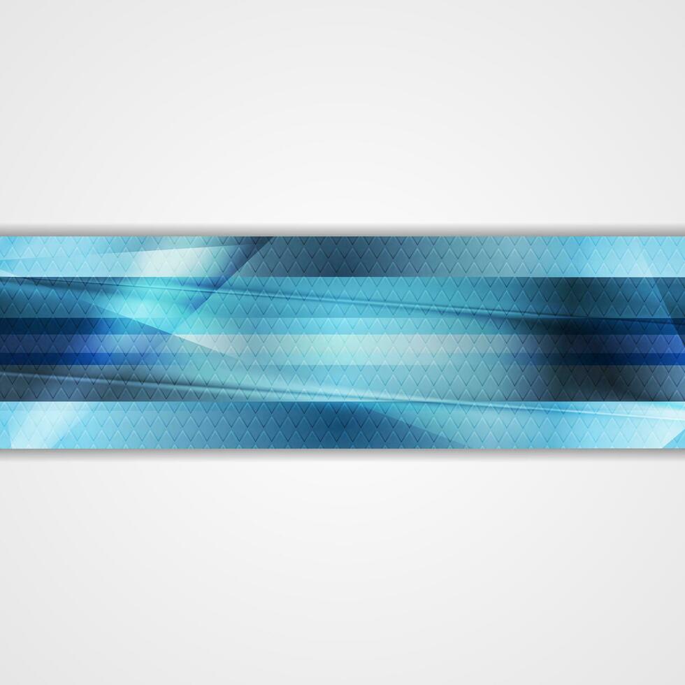 Blue glossy stripes abstract tech banner vector