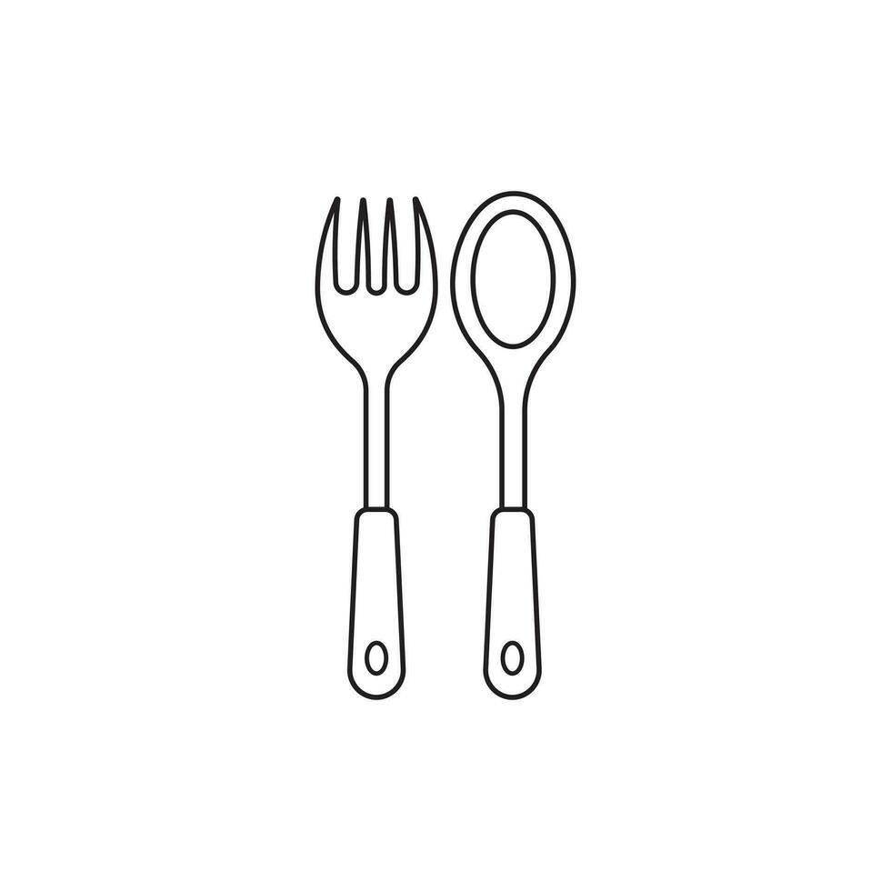 Hand drawn Kids drawing Cartoon Vector illustration fork and spoon Isolated on White Background