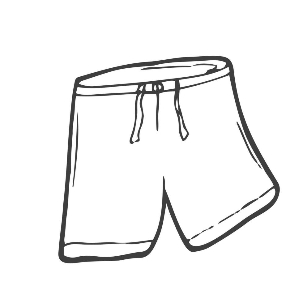 Doodle athletic shorts in vector. Hand drawn man swimming trunks in vector. Doodle beach wear in vector