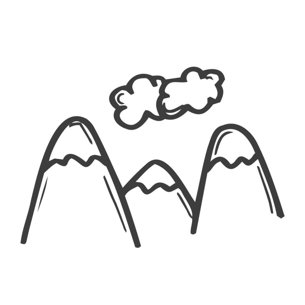 Vector doodle simple mountain sketch. Hand drawn vector illustration.