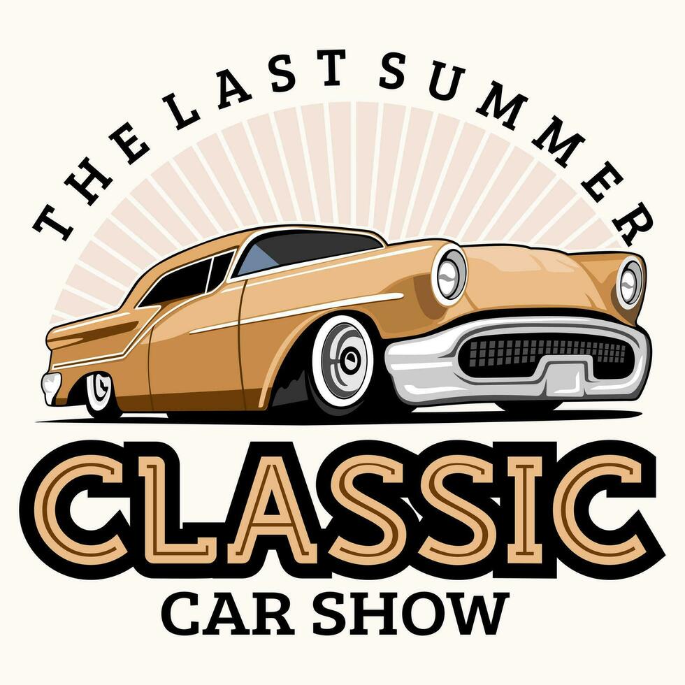 classic car show party logo design icon vector