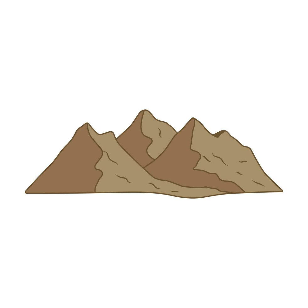 Kids drawing Cartoon Vector illustration mountain range icon Isolated on White Background