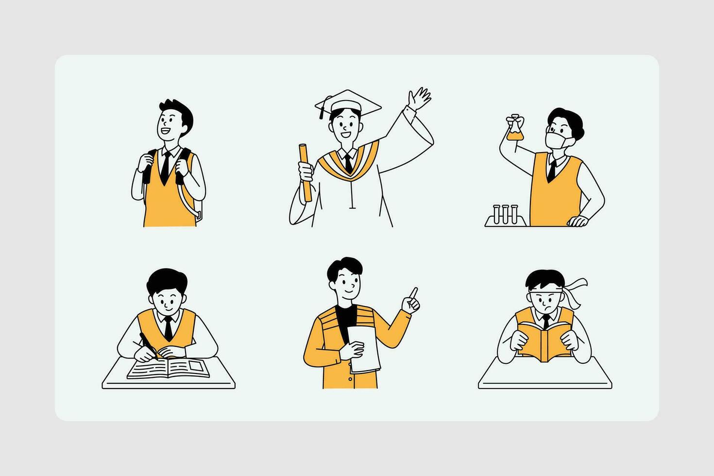 people activities at school illustration set vector