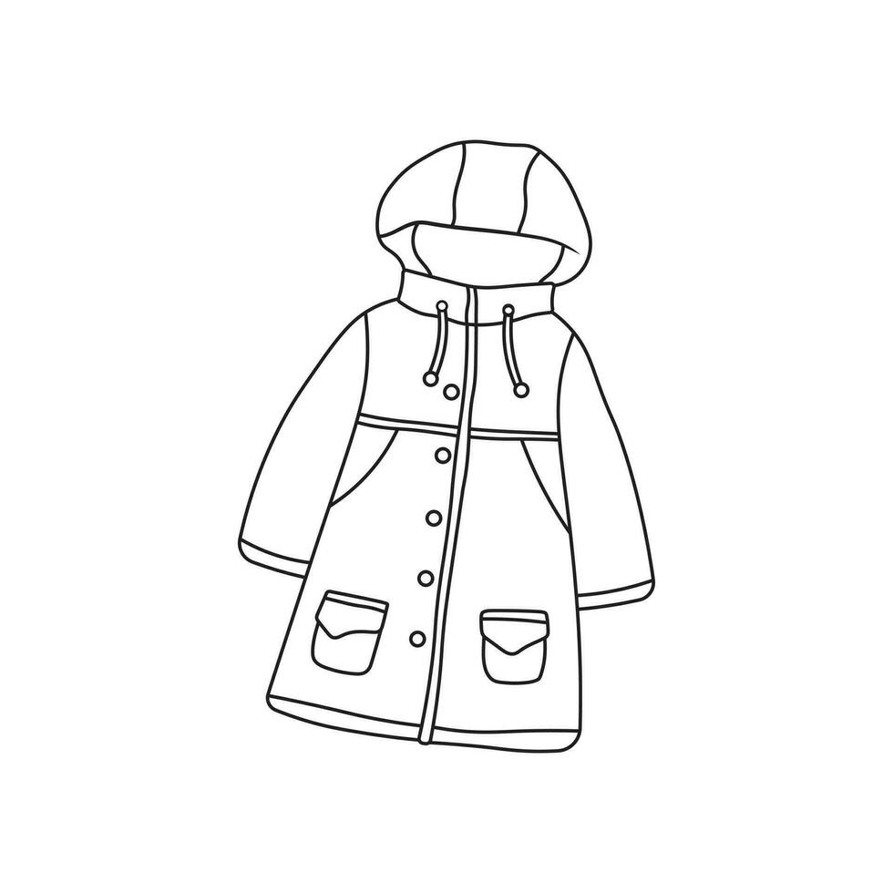 Hand drawn Kids drawing Cartoon Vector illustration raincoat Isolated on White Background