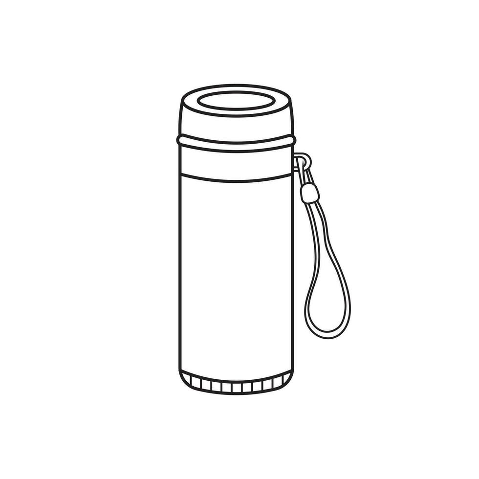 Hand drawn Kids drawing Cartoon Vector illustration thermos bottle icon Isolated on White Background
