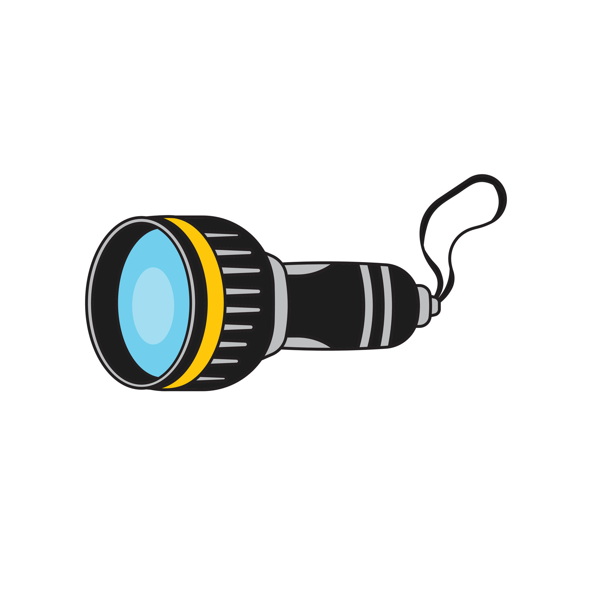 Kids drawing Cartoon Vector illustration flashlight icon Isolated on