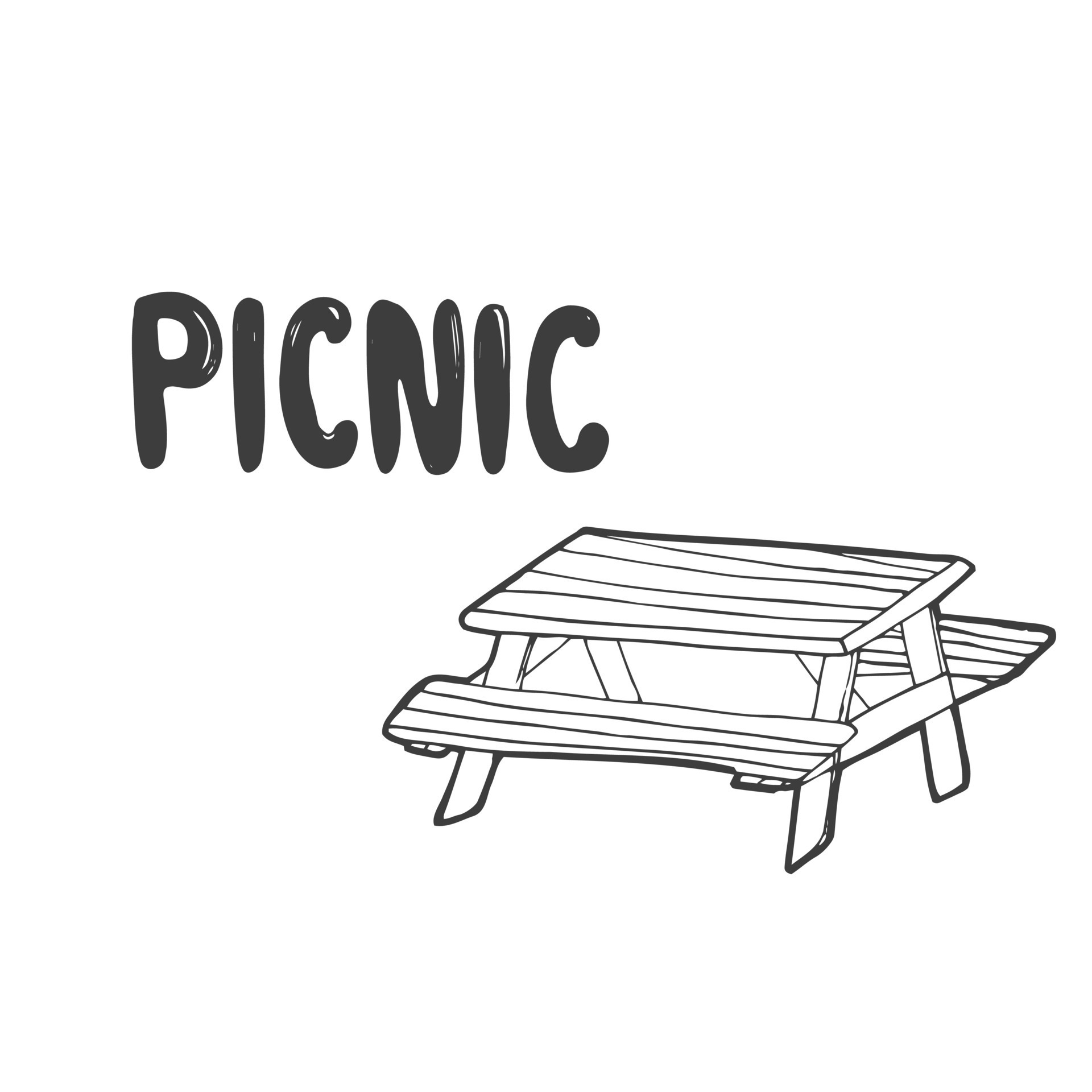 Picnic Table Icon Silhouette Illustration. Furniture Outdoor Park