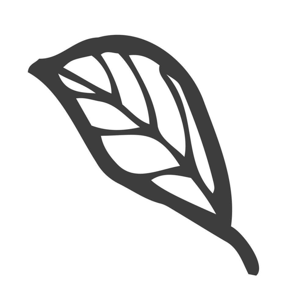 Leaves collection. Hand drawn black line sketch isolated on white background. Vector illustration