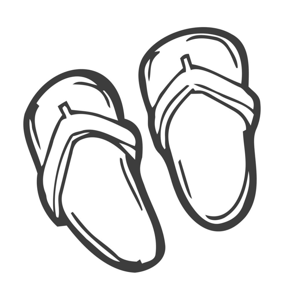 Doodle summer footwear. vector flip flops isolated on white