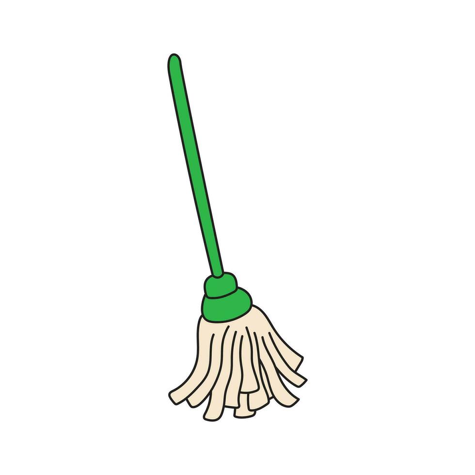 Kids drawing Cartoon Vector illustration mop Isolated on White Background