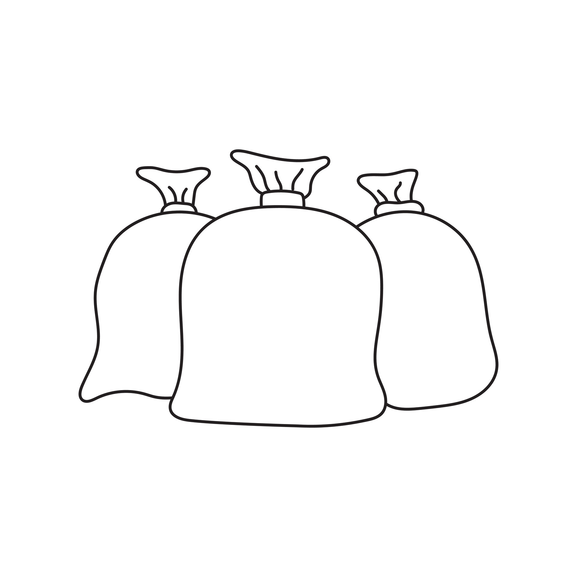 Hand drawn Kids drawing Cartoon Vector illustration trash bin bags