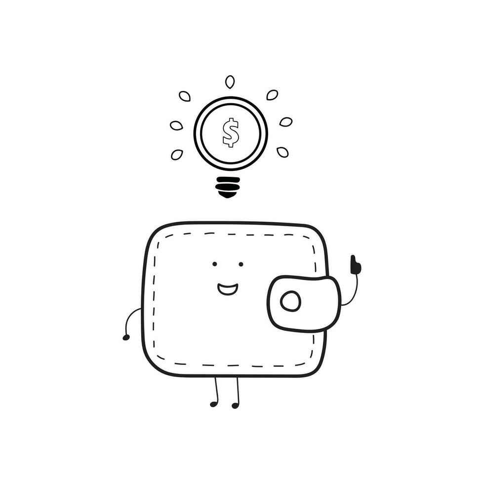 Hand drawn Kids drawing Cartoon Vector illustration cute skin wallet