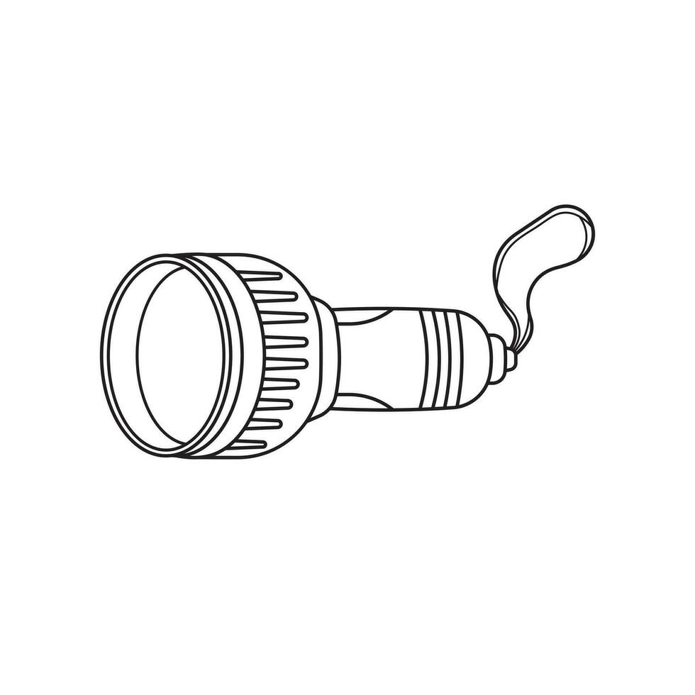 Hand drawn Kids drawing Cartoon Vector illustration flashlight icon Isolated on White Background