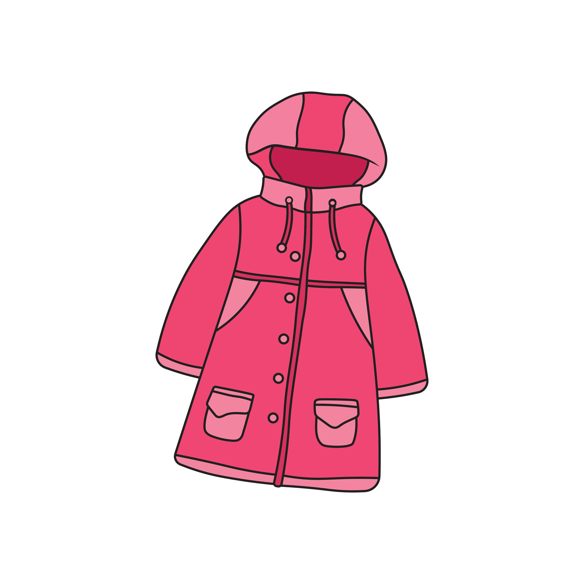 Kids drawing Cartoon Vector illustration raincoat Isolated on White