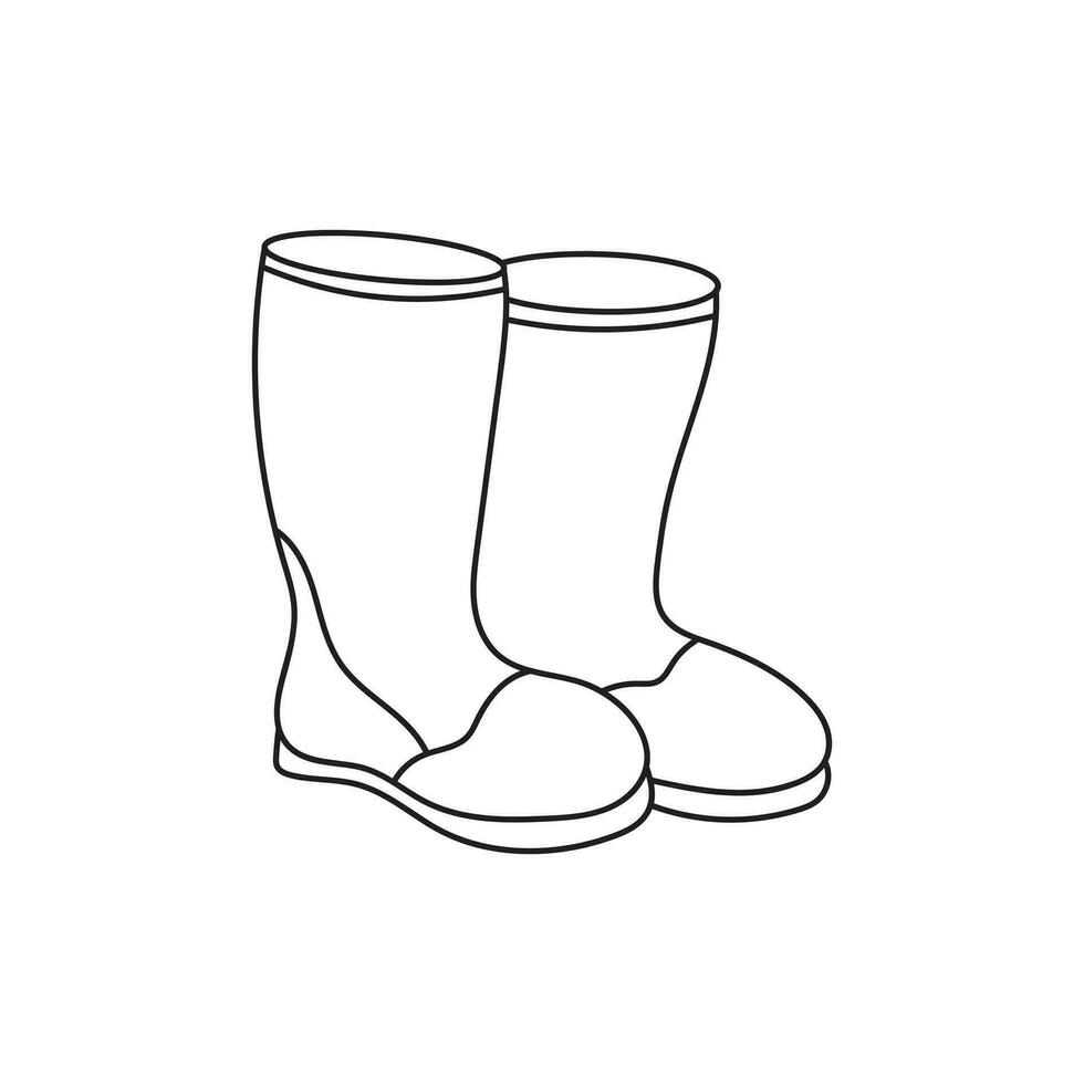 Hand drawn Kids drawing Cartoon Vector illustration rubber boots ...