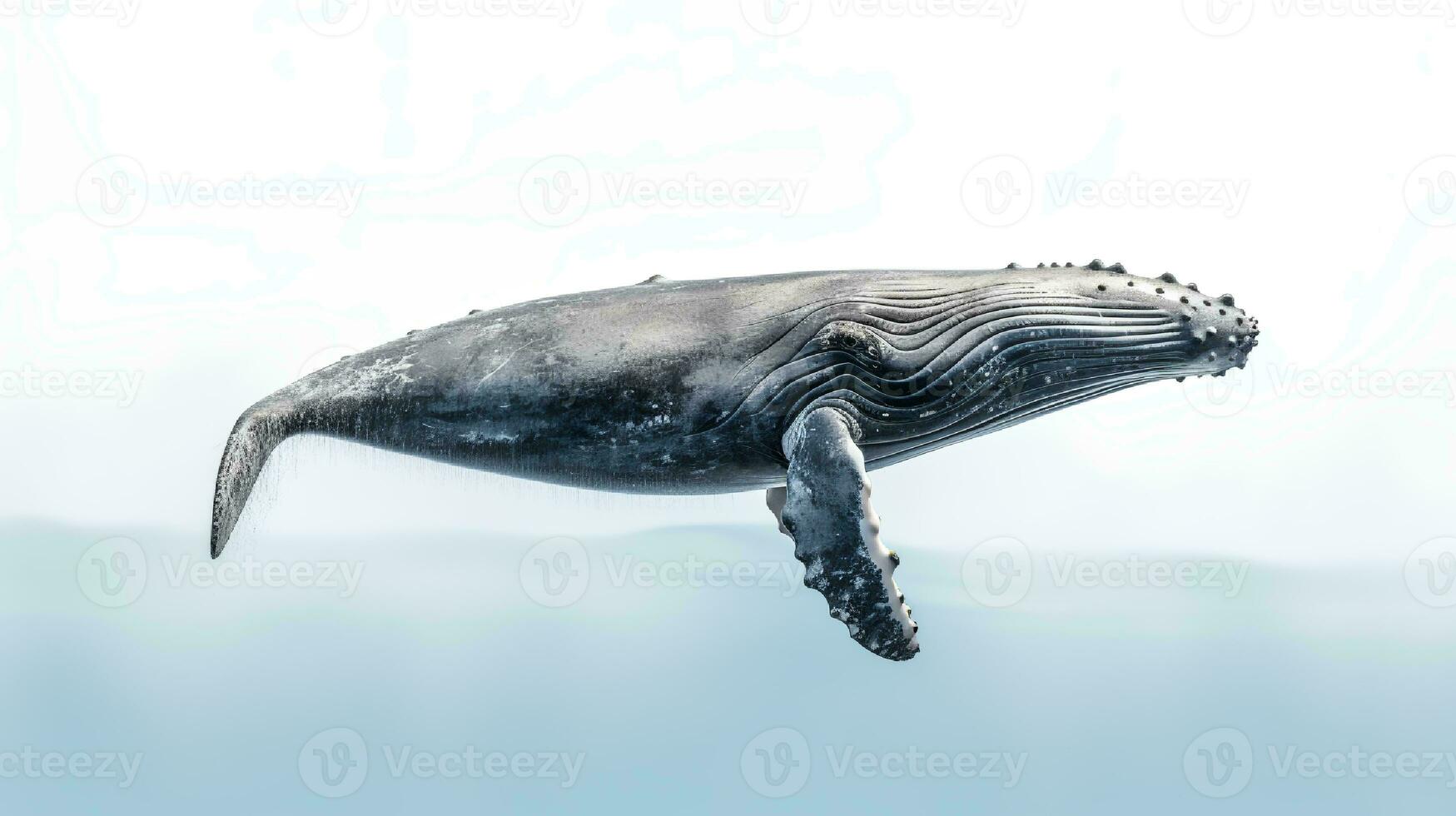 Photo of a whale on white background. Generative AI