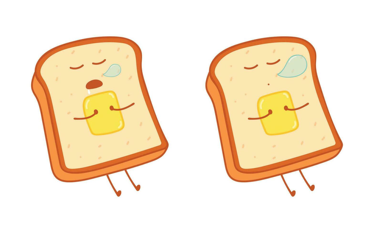 niños dibujo dibujos animados vector ilustración dormido un pan con mantequilla icono aislado en blanco antecedentes