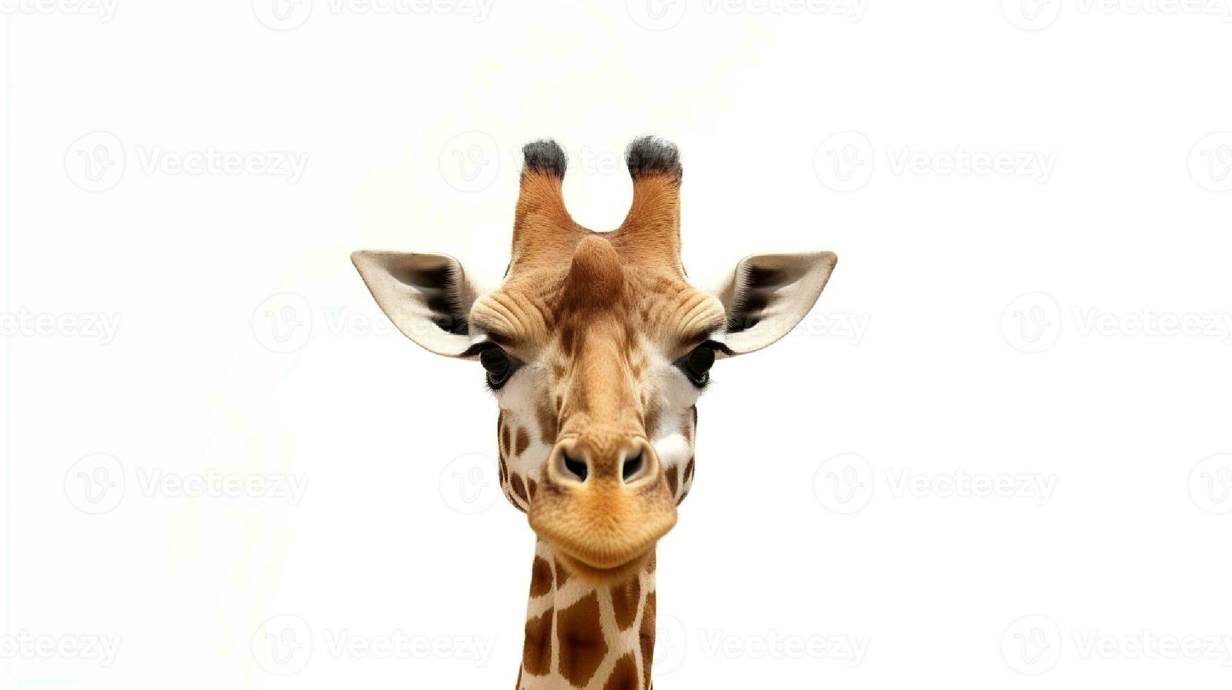 Photo of a giraffe on white background. Generative AI