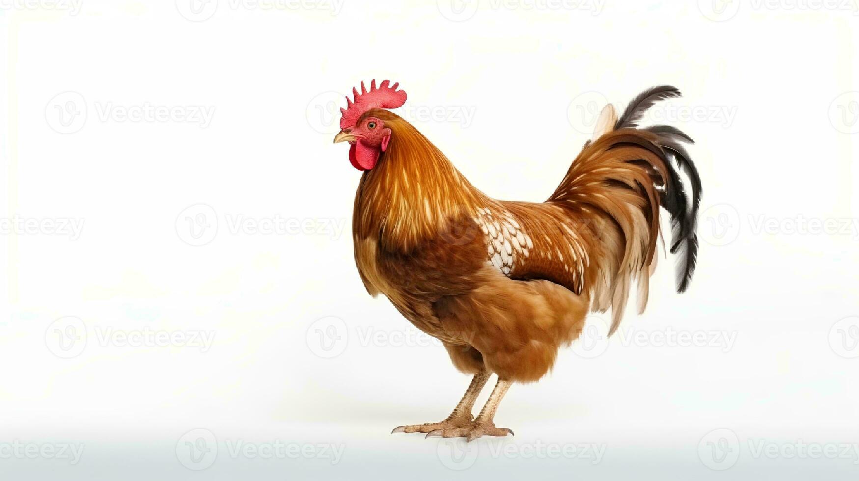 Photo of a chicken on white background. Generative AI