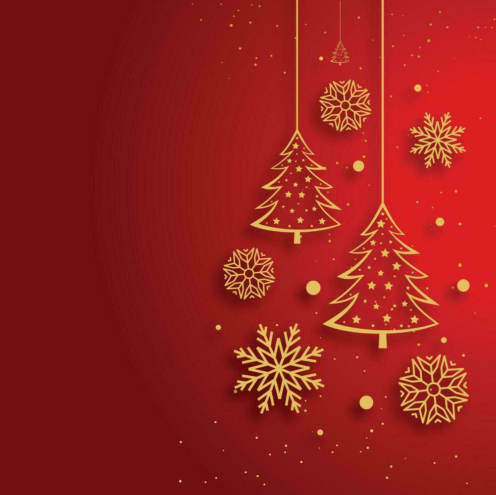 Red Christmas winter background with snowflakes vector