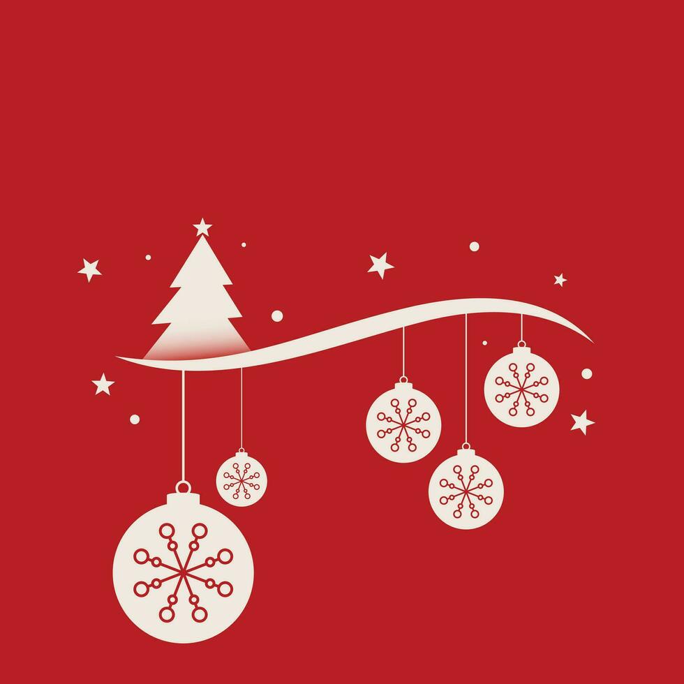 Background of big and small snowflakes and various Christmas symbols, white on red vector