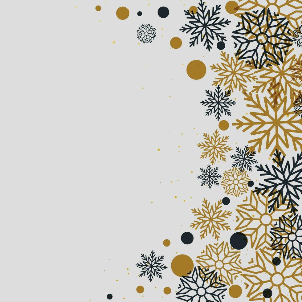 Background with golden Christmas bells, red bow and snowflakes, illustration. vector