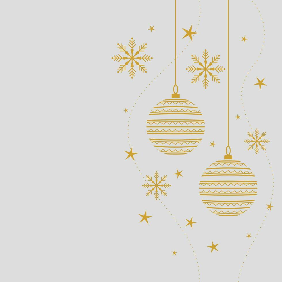 Christmas background with realistic decorative holiday design objects. 3d Ceramic porcelain glass deer, gold metal snowflake, round gold label, glitter confetti. Xmas Banner and poster. Happy New Year vector
