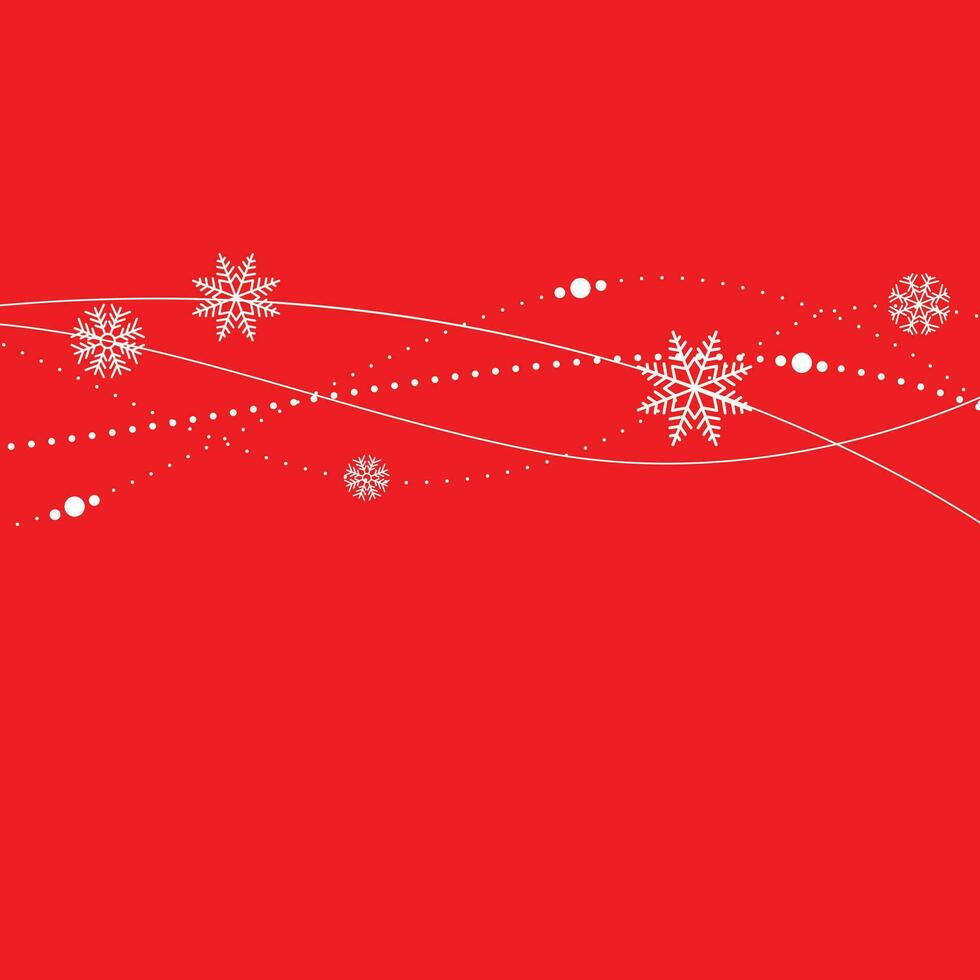 Christmas background with shining stars, confetti, garland and colorful balls. New year and Christmas vector card illustration on red background