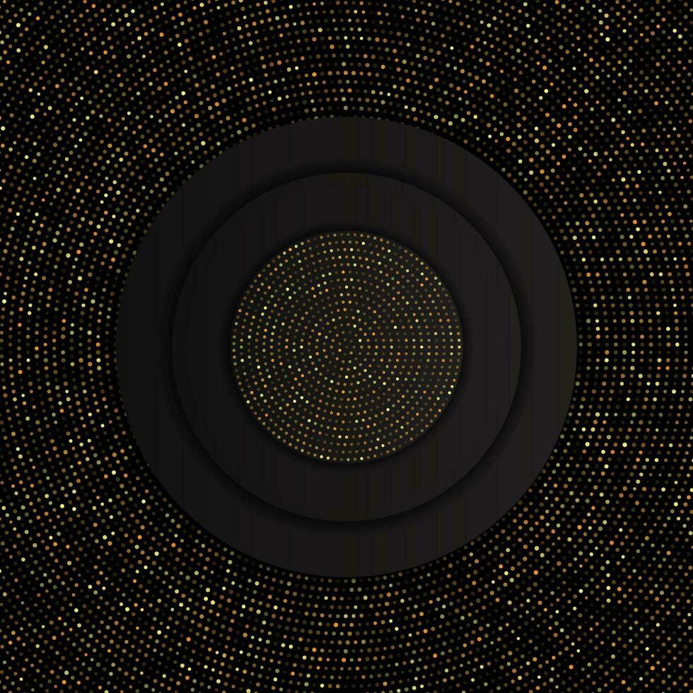 Abstract 3d black background with gold lines curved wavy sparkle with copy space for text. Luxury style template design. Vector illustration