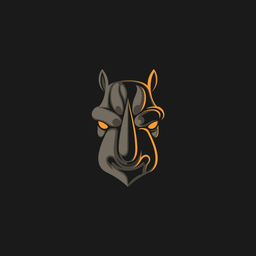 rhino head simple logo with dark side vector