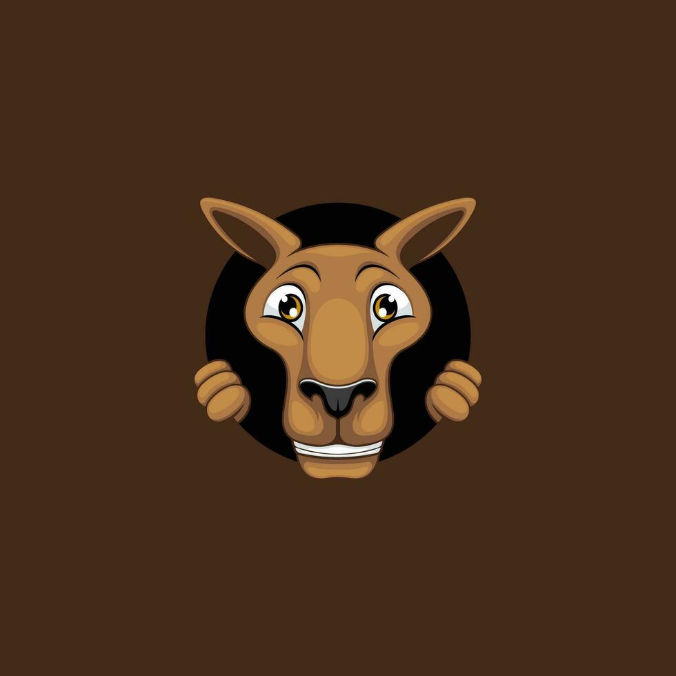 cartoon kangaroo head logo in hole vector
