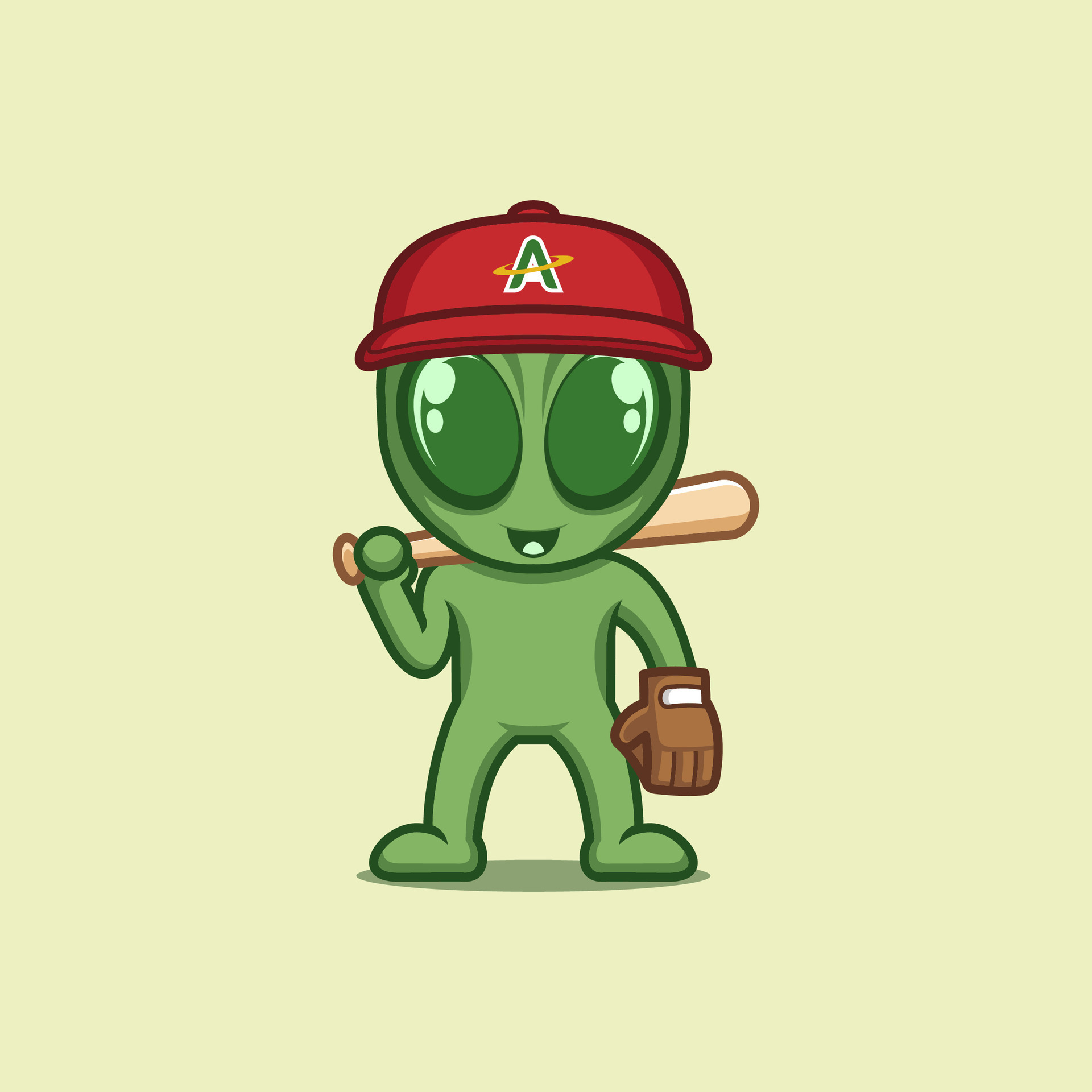 cute cartoon alien playing baseball 26734063 Vector Art at Vecteezy