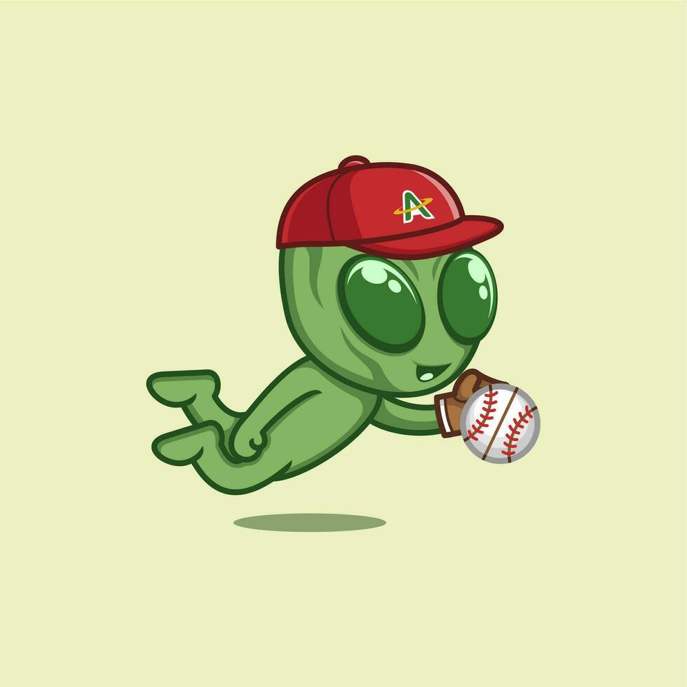 cute cartoon alien playing baseball 26734073 Vector Art at Vecteezy