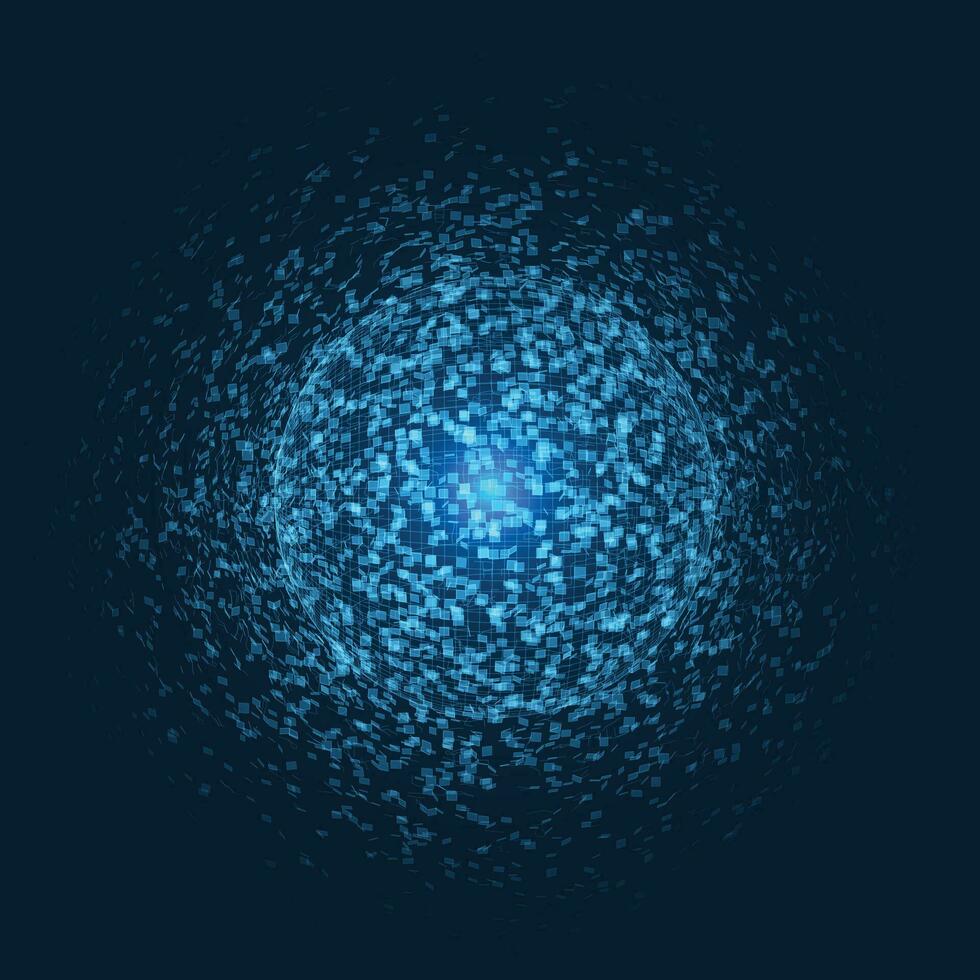 Big Data Technology vector illustration. Abstract blurred data business colored mesh.