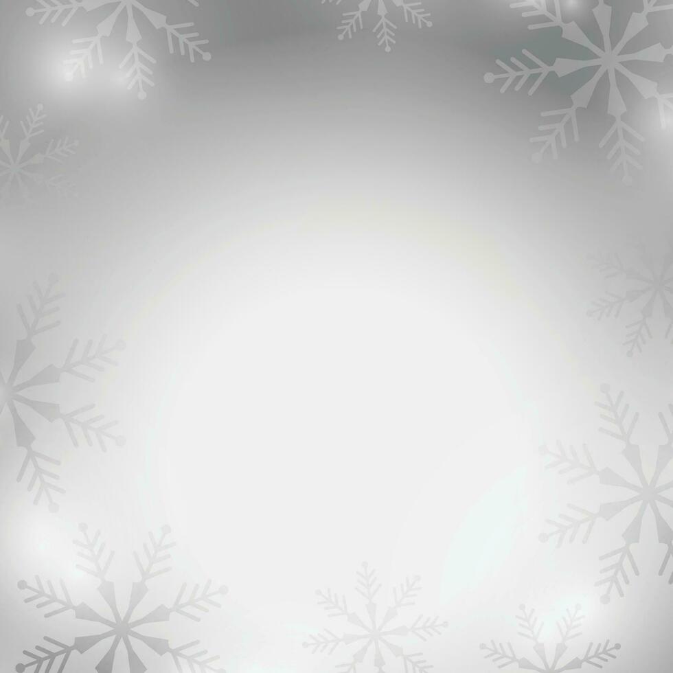 plata nieve vector gris antecedentes. fiesta copo de nieve bandera. blanco que cae ilustración. Navidad nevada tarjeta.