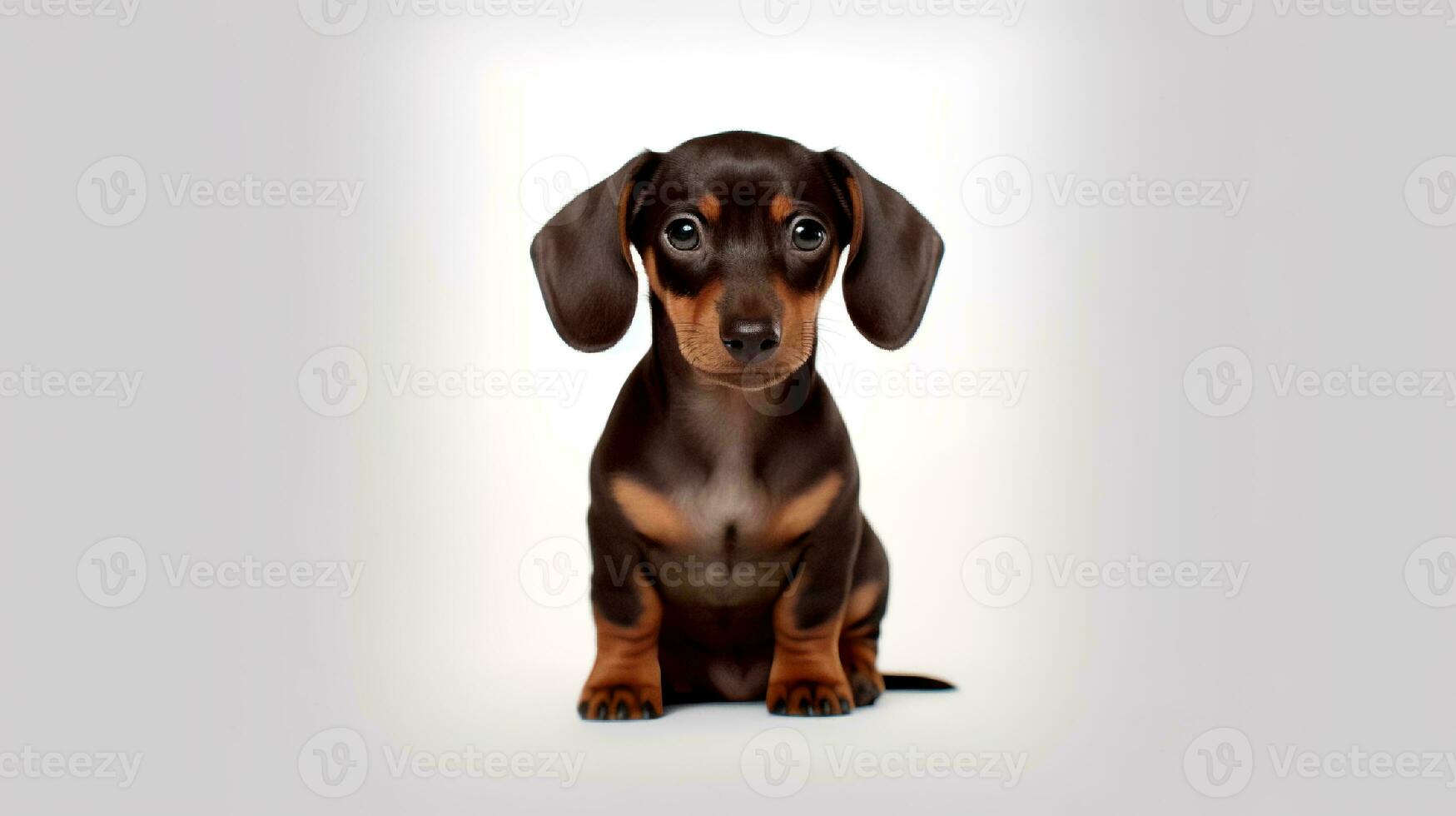 Photo of a dachshund on white background. Generative AI